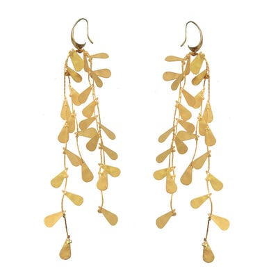 Gold teardrop earrings by Fotini Liami